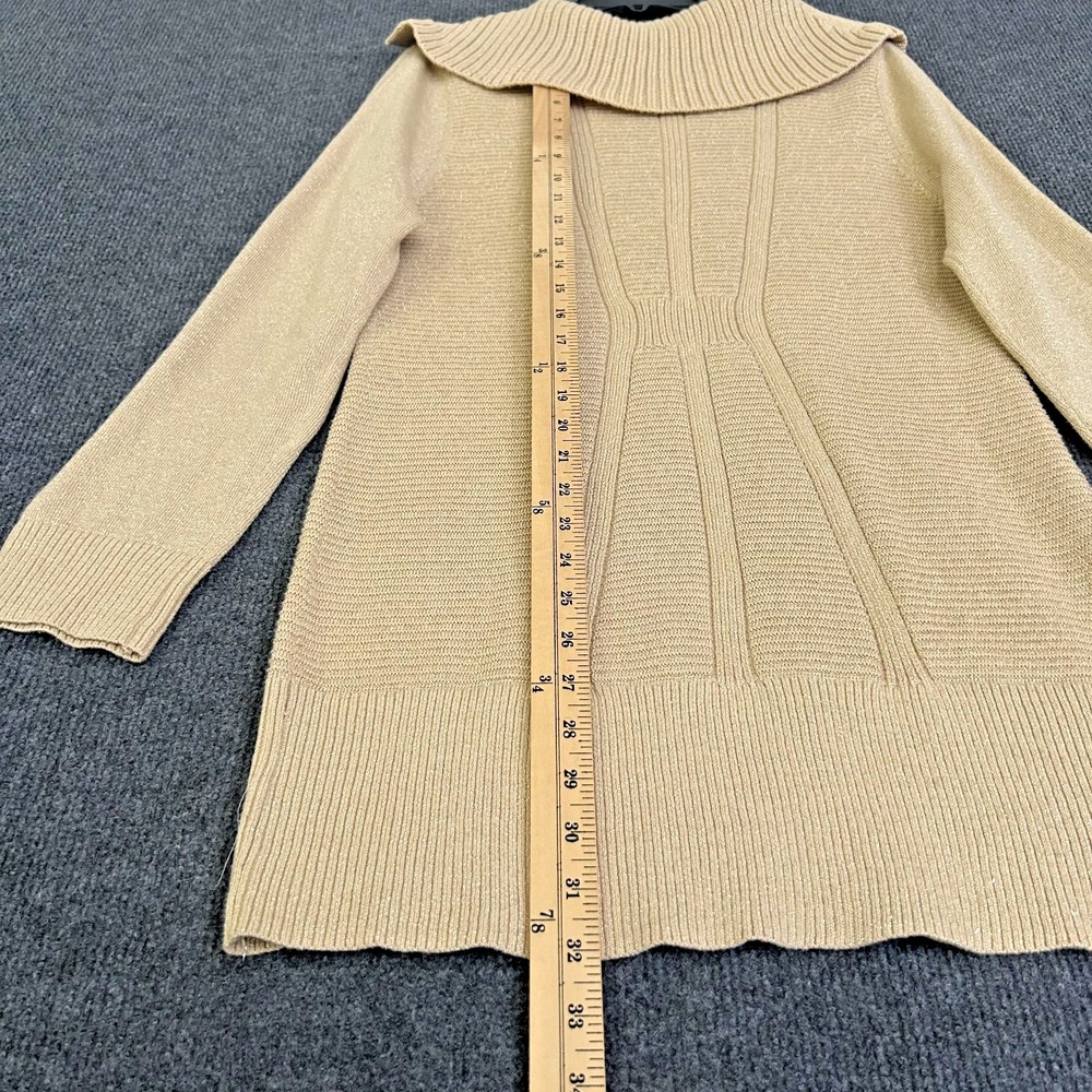 Style & Co Women XL Sweater Gold Shimmer Cowl Neck Ribbed Long Sleeve Party City - Picture 9 of 11